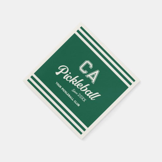 Preppy Green Pickleball Club Custom Wappen Party Serviette (Ecke)