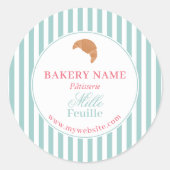 Preppy Green & Pink Stripes Bakery Logo Product Runder Aufkleber (Vorderseite)
