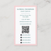 Preppy Green & Pink Stripes Bakery Logo QR Code Visitenkarte (Rückseite)