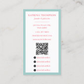 Preppy Green & Pink Stripes Bakery Logo QR Code Visitenkarte (Rückseite)