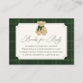 Preppy Green Plaid Teddy Bear Book Request Begleitkarte (Vorderseite)