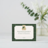 Preppy Green Plaid Teddy Bear Diaper Raffle Begleitkarte (Stehend Vorderseite)