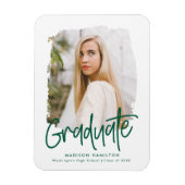 Preppy Green Script Foto Abschluss Magnet (Vertikal)