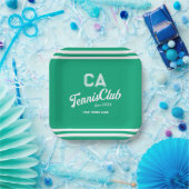 Preppy Green Tennis Club Custom Wappen Party Pappteller (Party)