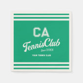 Preppy Green Tennis Club Custom Wappen Party Serviette (Vorderseite)