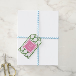 Preppy Green Trellis Bamboo Muster Custom Geschenkanhänger