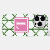 Preppy Green Trellis Bamboo Muster Monogram Case-Mate iPhone Hülle (Rückseite (Horizontal))