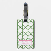 Preppy Green Trellis Bamboo Muster Monogram Gepäckanhänger (Rückseite vertikal)