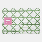 Preppy Green Trellis Bamboo Muster Monogram Geschirrtuch (Horizontal)