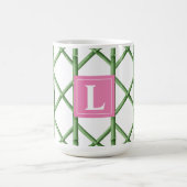 Preppy Green Trellis Bamboo Muster Monogram Kaffeetasse (Mittel)