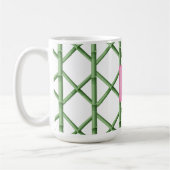 Preppy Green Trellis Bamboo Muster Monogram Kaffeetasse (Links)