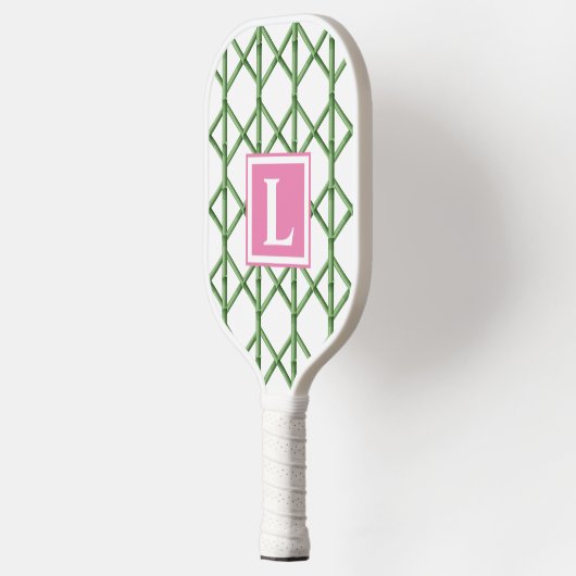 Preppy Green Trellis Bamboo Muster Monogram Pickleball Schläger (Links)