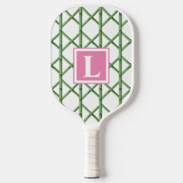 Preppy Green Trellis Bamboo Muster Monogram Pickleball Schläger