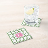 Preppy Green Trellis Bamboo Muster Monogram Rechteckiger Pappuntersetzer (Vor Ort)