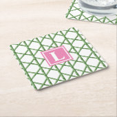 Preppy Green Trellis Bamboo Muster Monogram Rechteckiger Pappuntersetzer (angewinkelt)