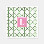 Preppy Green Trellis Bamboo Muster Monogram Serviette (Vorderseite)