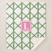 Preppy Green Trellis Bamboo Muster Monogram Sherpadecke (Vorderseite)