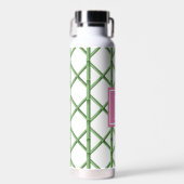 Preppy Green Trellis Bamboo Muster Monogram Trinkflasche (Vorne)