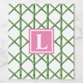 Preppy Green Trellis Bamboo Muster Monogram Weinetikett (Einzelnes Label)