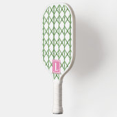 Preppy Green Trellis Bamboo Small Pattern Monogram Pickleball Schläger (Links)