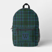Preppy Green und Blue Kariert Monogram Bedruckter Rucksack (Vorderseite)