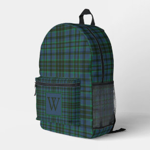 Preppy Green und Blue Kariert Monogram Bedruckter Rucksack