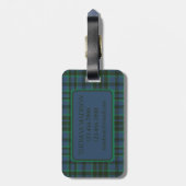 Preppy Green und Blue Kariert Monogram Gepäckanhänger (Rückseite vertikal)