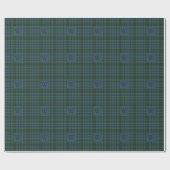 Preppy Green und Blue Kariert Monogram Geschenkpapier (Flach)