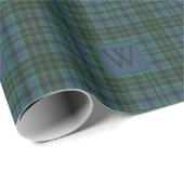 Preppy Green und Blue Kariert Monogram Geschenkpapier (Rolleneckpunkt)