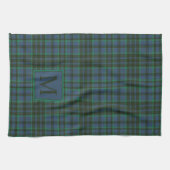 Preppy Green und Blue Kariert Monogram Geschirrtuch (Horizontal)