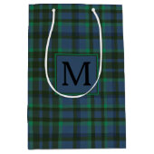 Preppy Green und Blue Kariert Monogram Mittlere Geschenktüte (Vorderseite)
