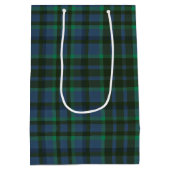 Preppy Green und Blue Kariert Monogram Mittlere Geschenktüte (Rückseite)