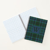Preppy Green und Blue Kariert Monogram Notizblock (Innenseite)
