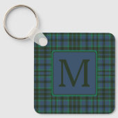 Preppy Green und Blue Kariert Monogram Schlüsselanhänger (Vorderseite)