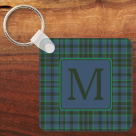 Preppy Green und Blue Kariert Monogram Schlüsselanhänger