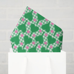 Preppy Green und Pink Wedding Gingham Pickleball Seidenpapier