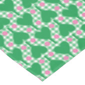 Preppy Green und Pink Wedding Gingham Pickleball Tischdecke (Schrägansicht)