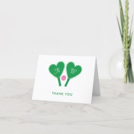 Preppy Green und Pink Wedding Pickleball Dankeskarte
