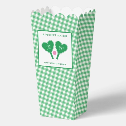 Preppy Green und Pink Wedding Pickleball Geschenkschachtel (Vorderseite)