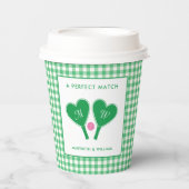 Preppy Green und Pink Wedding Pickleball Pappbecher (Vorderseite)