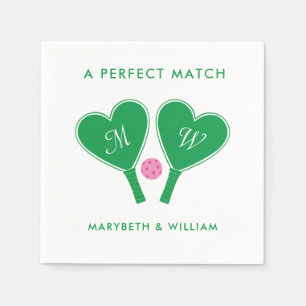 Preppy Green und Pink Wedding Pickleball Serviette
