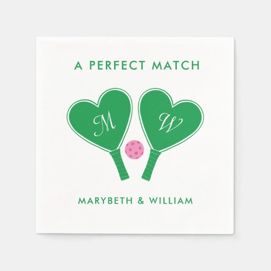 Preppy Green und Pink Wedding Pickleball Serviette (Vorderseite)