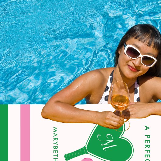 Preppy Green und Pink Wedding Pickleball Strandtuch