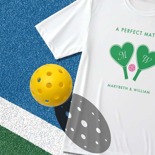 Preppy Green und Pink Wedding Pickleball T-Shirt