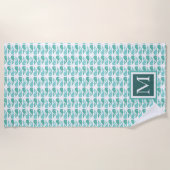 Preppy Green Whale ⎥ Monogram Beach Handtuch (Vorderseite)