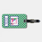Preppy Green White Link Muster Pink Golf Cart Gepäckanhänger (Rückseite horizontal)