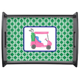 Preppy Green White Link Muster Pink Golf Cart Serviertablett