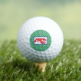 Preppy Green White Link Pattern Navy Lobster Golfball