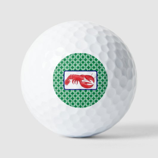 Preppy Green White Link Pattern Navy Lobster Golfball (Vorderseite)