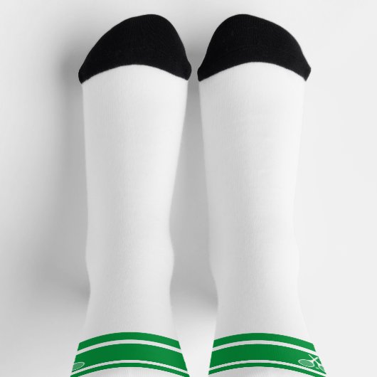 Preppy Green White Strip Tennis Racket Athletic Socken (Oben)